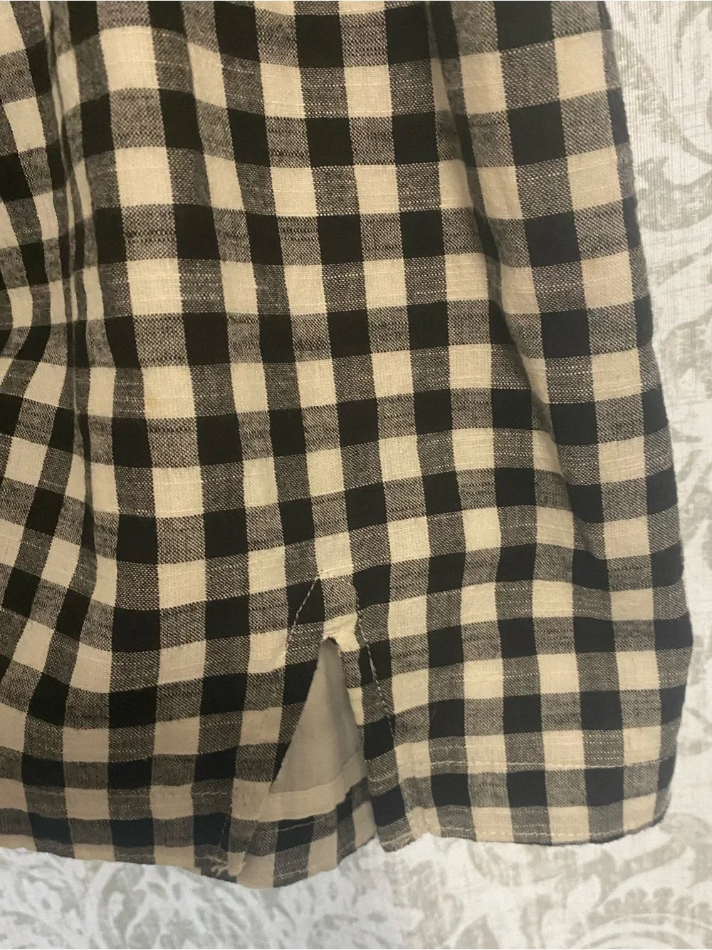 Abercrombie & Fitch Square Neck Pocket Gingham Preppy Mini Dress Black White XL